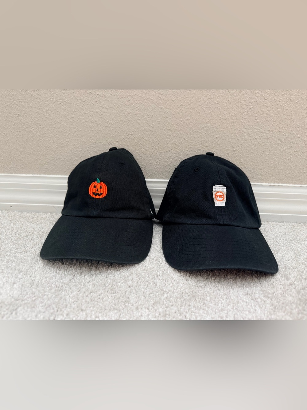 47 Brand Unisex Black Halloween Caps with Orange Pumpkin & PSL Patch